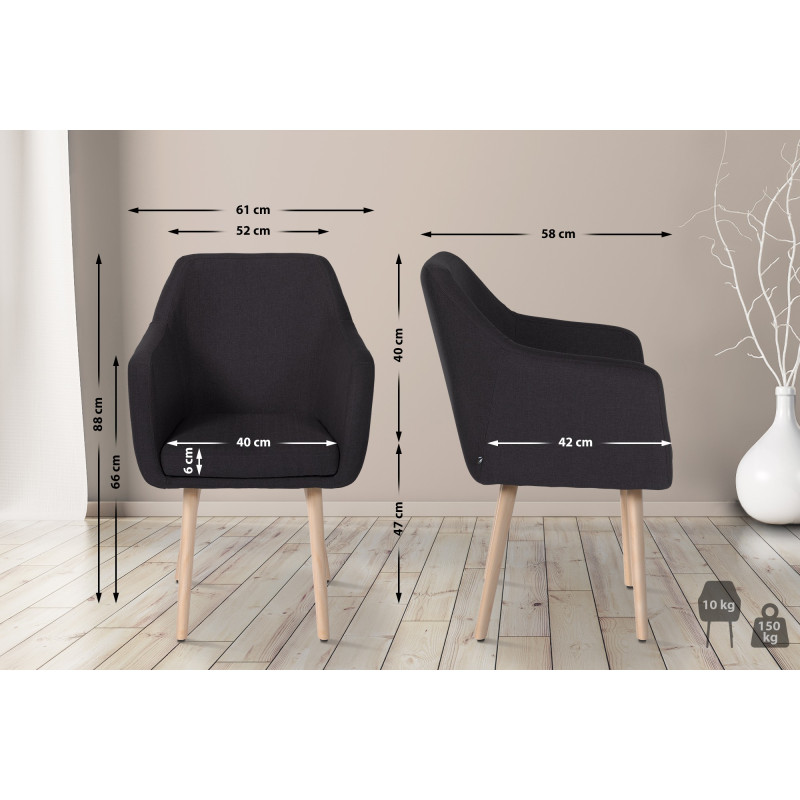 Chaise visiteur Utrecht tissu natura | noir