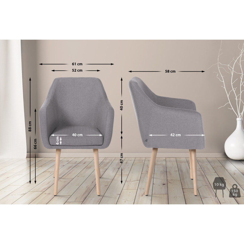 Chaise visiteur Utrecht tissu natura | gris