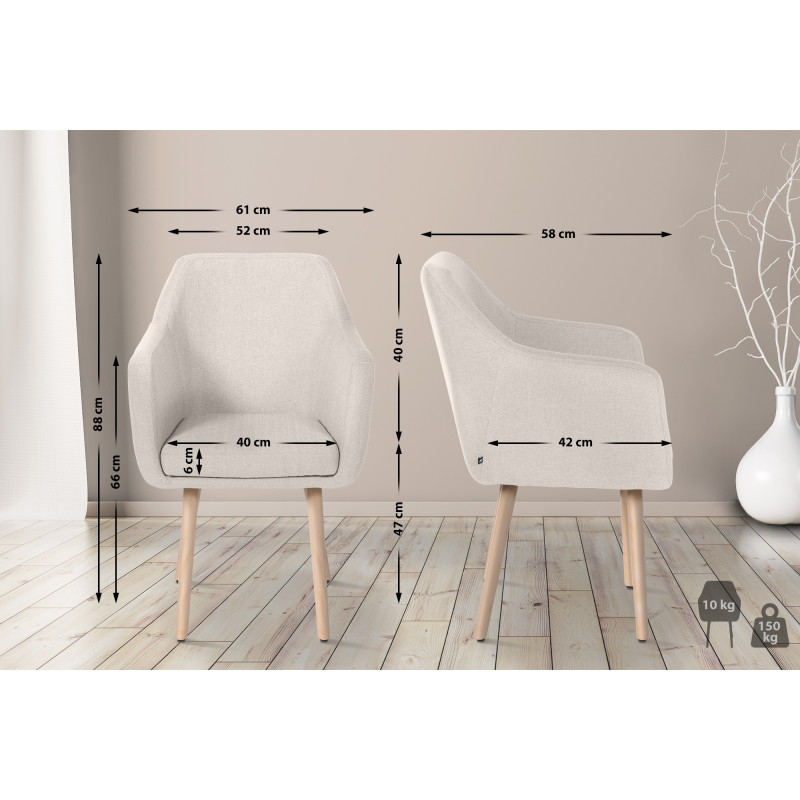 Chaise visiteur Utrecht tissu natura | crème