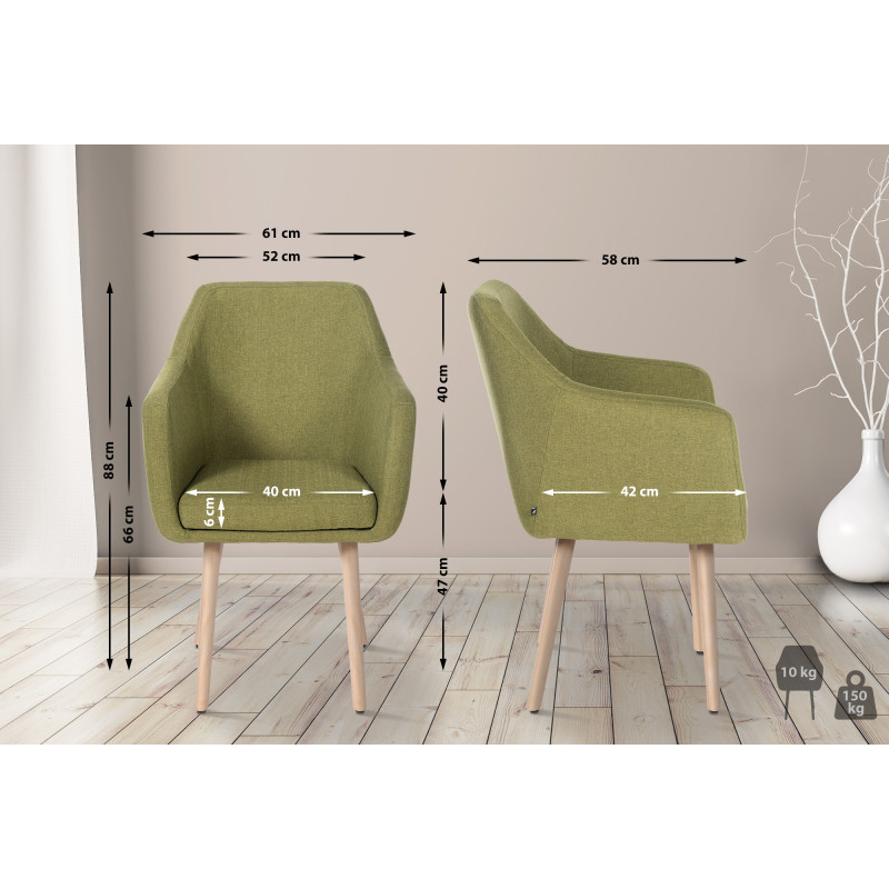 Chaise visiteur Utrecht tissu natura | vert