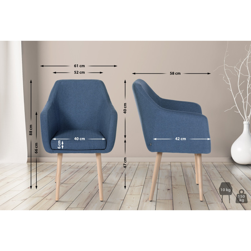 Chaise visiteur Utrecht tissu natura | bleu