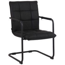 Chaise visiteur Gandia en cuir véritable noir | noir