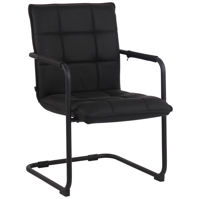 Chaise visiteur Gandia en cuir véritable noir | noir