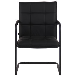 Chaise visiteur Gandia en cuir véritable noir | noir