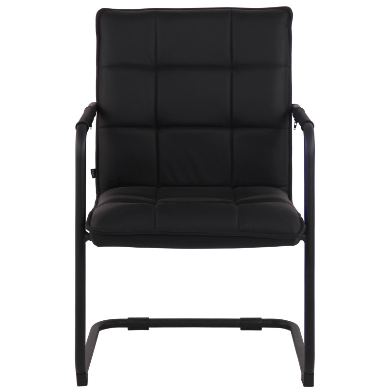 Chaise visiteur Gandia en cuir véritable noir | noir