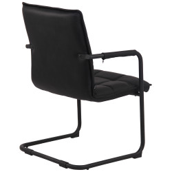 Chaise visiteur Gandia en cuir véritable noir | noir