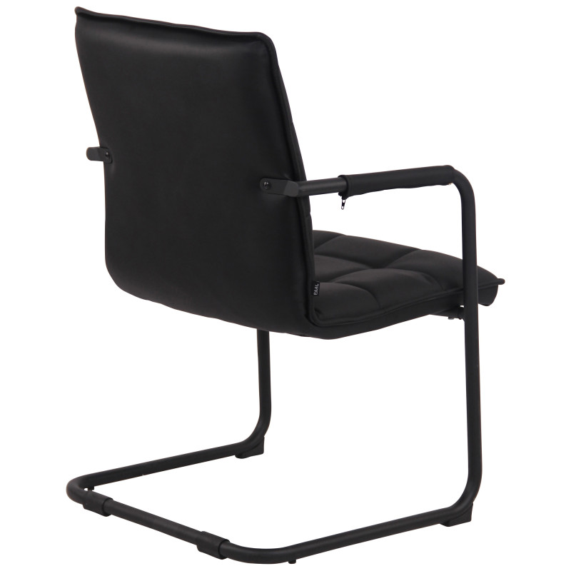 Chaise visiteur Gandia en cuir véritable noir | noir