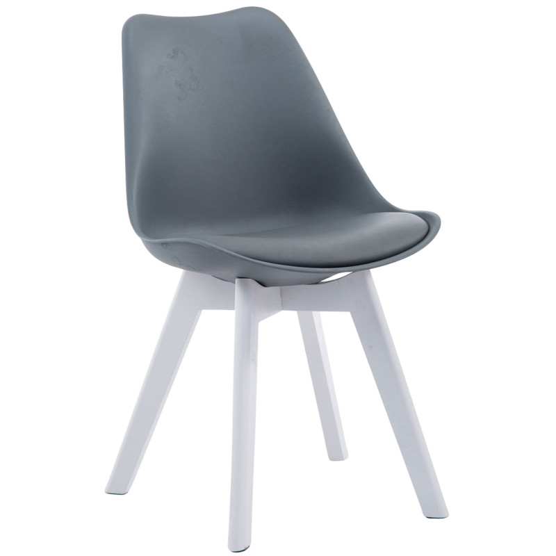 Lot de 4 chaises visiteurs Borneo V2 en similicuir blanc | gris