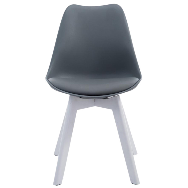 Lot de 4 chaises visiteurs Borneo V2 en similicuir blanc | gris