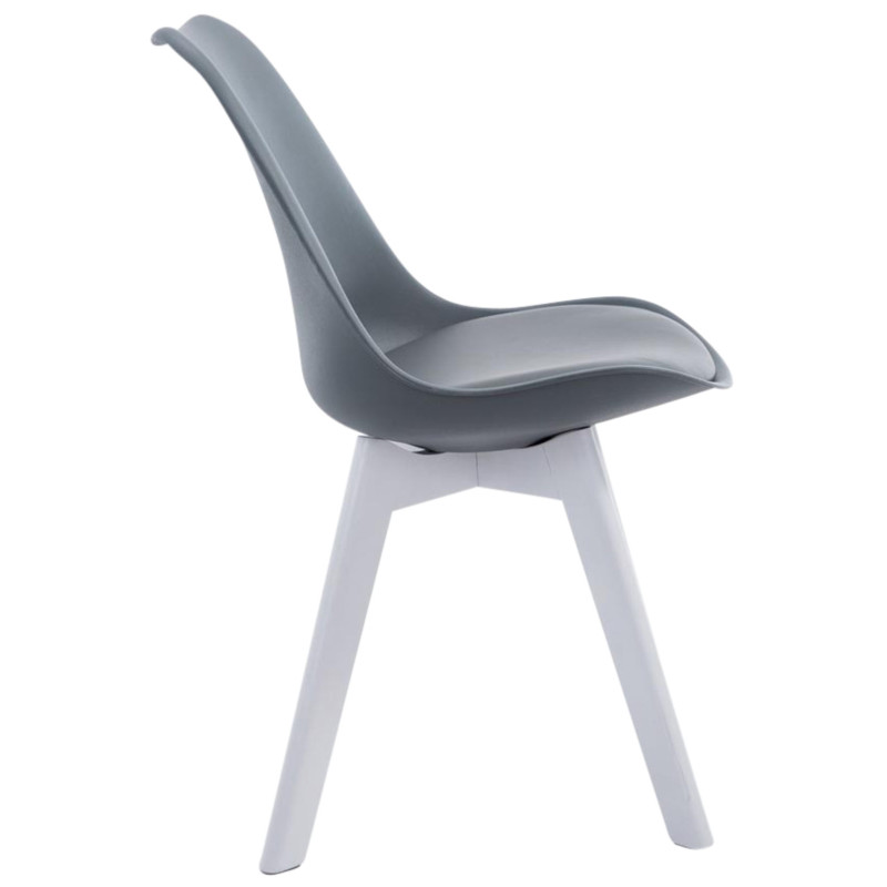 Lot de 4 chaises visiteurs Borneo V2 en similicuir blanc | gris