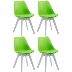 Lot de 4 chaises visiteurs Borneo V2 en similicuir blanc | vert