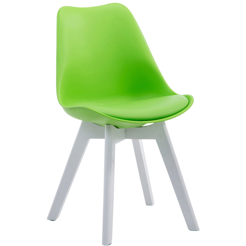 Lot de 4 chaises visiteurs Borneo V2 en similicuir blanc | vert
