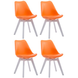 Lot de 4 chaises visiteurs Borneo V2 en similicuir blanc | orange