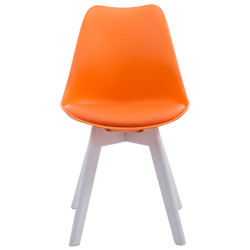 Lot de 4 chaises visiteurs Borneo V2 en similicuir blanc | orange