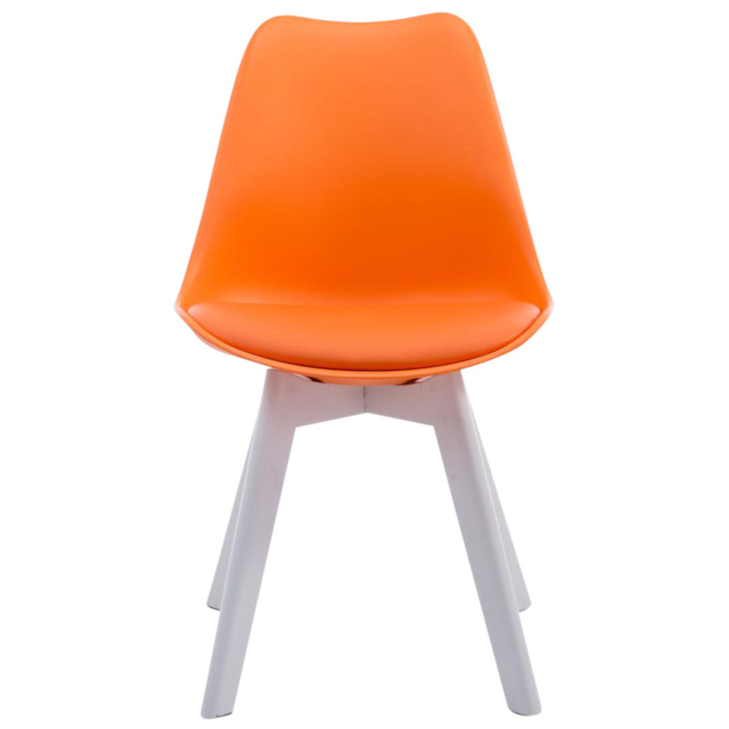 Lot de 4 chaises visiteurs Borneo V2 en similicuir blanc | orange