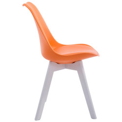 Lot de 4 chaises visiteurs Borneo V2 en similicuir blanc | orange