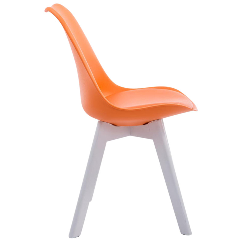 Lot de 4 chaises visiteurs Borneo V2 en similicuir blanc | orange