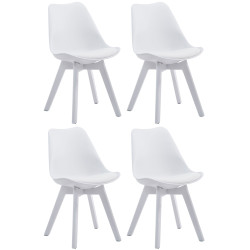 Lot de 4 chaises visiteurs Borneo V2 en similicuir blanc | blanc