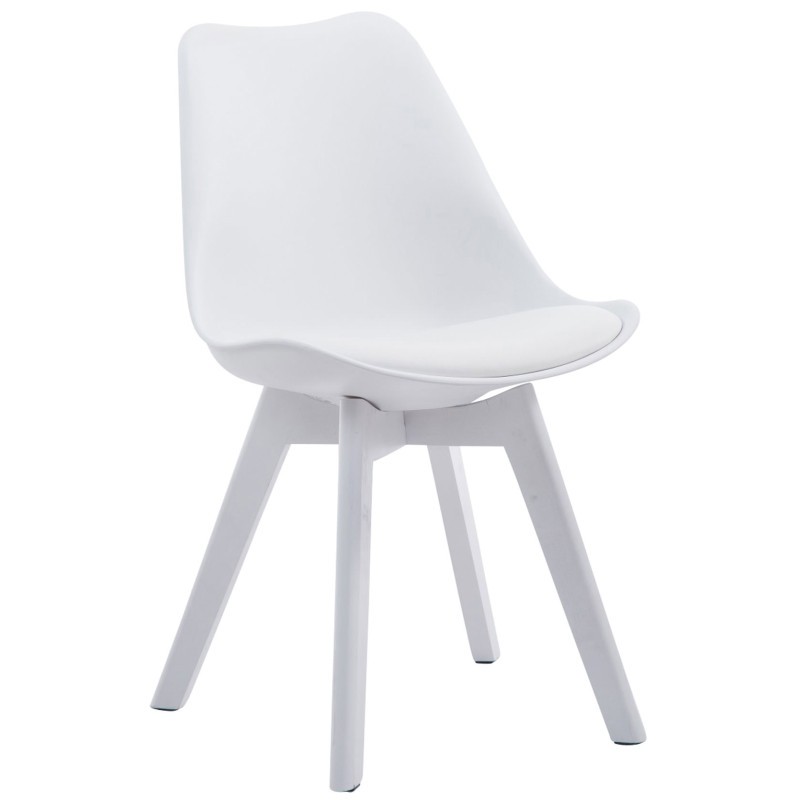 Lot de 4 chaises visiteurs Borneo V2 en similicuir blanc | blanc