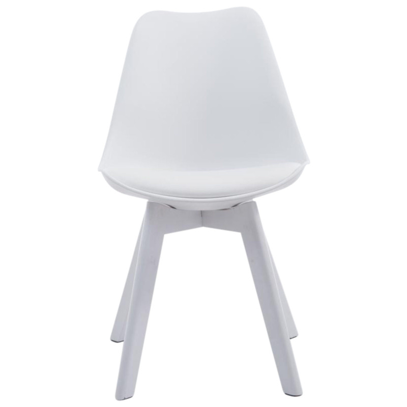 Lot de 4 chaises visiteurs Borneo V2 en similicuir blanc | blanc