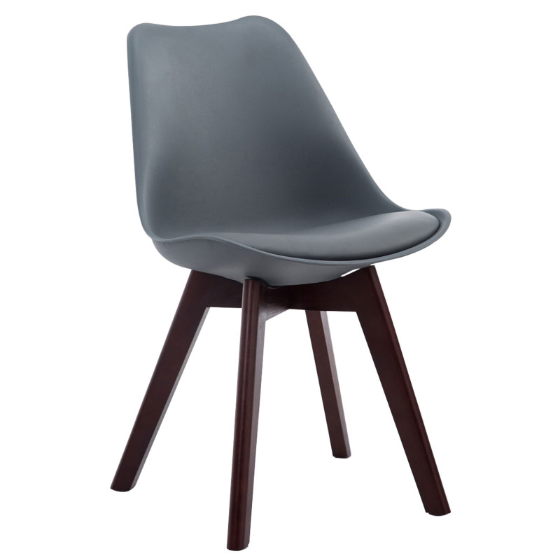 Lot de 4 chaises visiteurs Borneo V2 en simili cuir noyer | gris