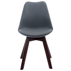 Lot de 4 chaises visiteurs Borneo V2 en simili cuir noyer | gris