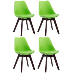 Lot de 4 chaises visiteurs Borneo V2 en simili cuir noyer | vert