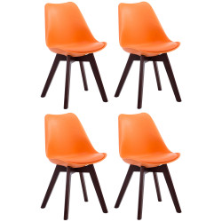 Lot de 4 chaises visiteurs Borneo V2 en simili cuir noyer | orange