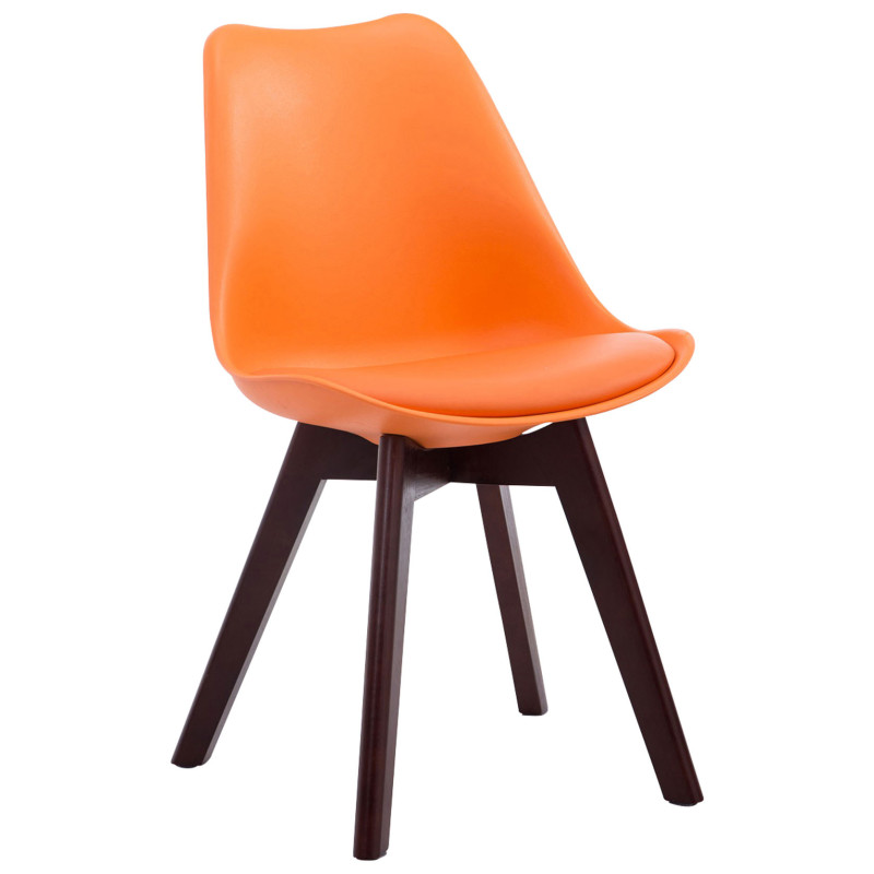 Lot de 4 chaises visiteurs Borneo V2 en simili cuir noyer | orange