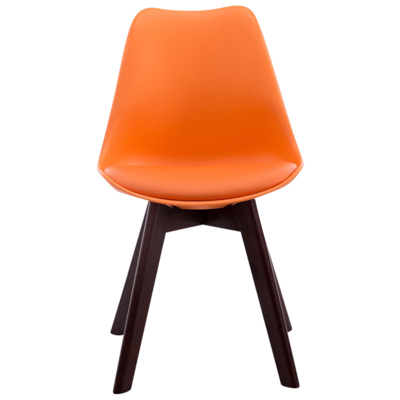 Lot de 4 chaises visiteurs Borneo V2 en simili cuir noyer | orange