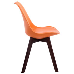 Lot de 4 chaises visiteurs Borneo V2 en simili cuir noyer | orange