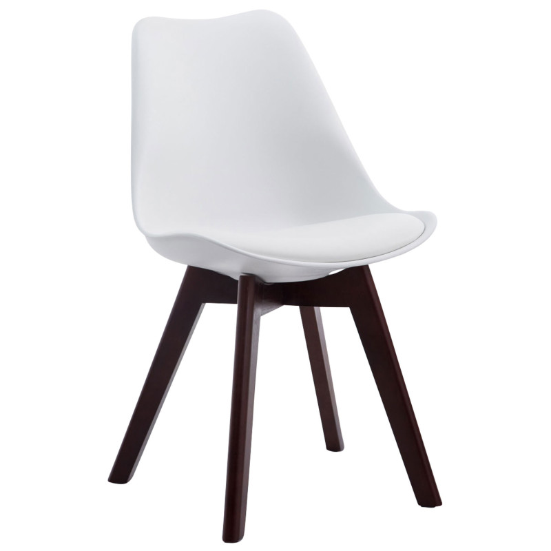 Lot de 4 chaises visiteurs Borneo V2 en simili cuir noyer | blanc