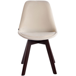 Lot de 4 chaises visiteurs Borneo V2 velours noyer | crème