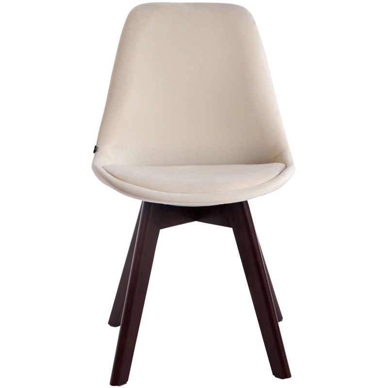 Lot de 4 chaises visiteurs Borneo V2 velours noyer | crème