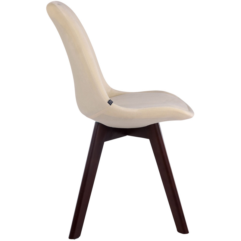 Lot de 4 chaises visiteurs Borneo V2 velours noyer | crème