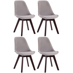 Lot de 4 chaises visiteurs Borneo V2 velours noyer | gris
