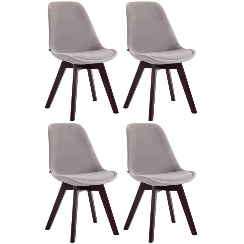 Lot de 4 chaises visiteurs Borneo V2 velours noyer | gris