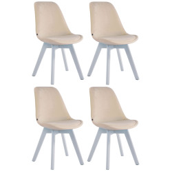 Lot de 4 chaises visiteurs Borneo V2 velours blanc | crème
