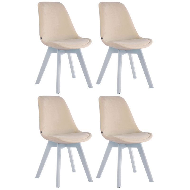 Lot de 4 chaises visiteurs Borneo V2 velours blanc | crème