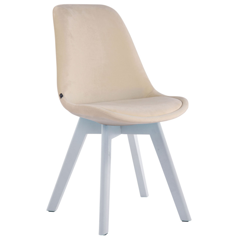 Lot de 4 chaises visiteurs Borneo V2 velours blanc | crème