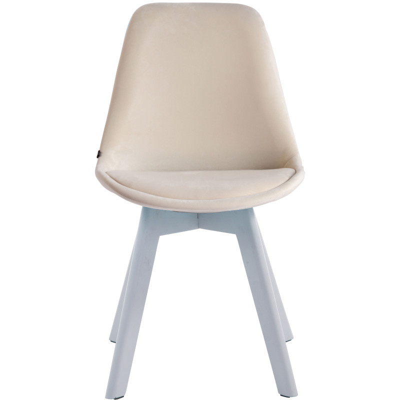 Lot de 4 chaises visiteurs Borneo V2 velours blanc | crème