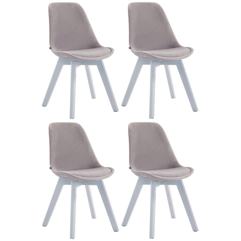 Lot de 4 chaises visiteurs Borneo V2 velours blanc | gris