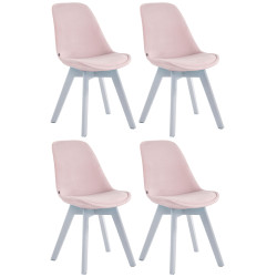 Lot de 4 chaises visiteurs Borneo V2 velours blanc | rose