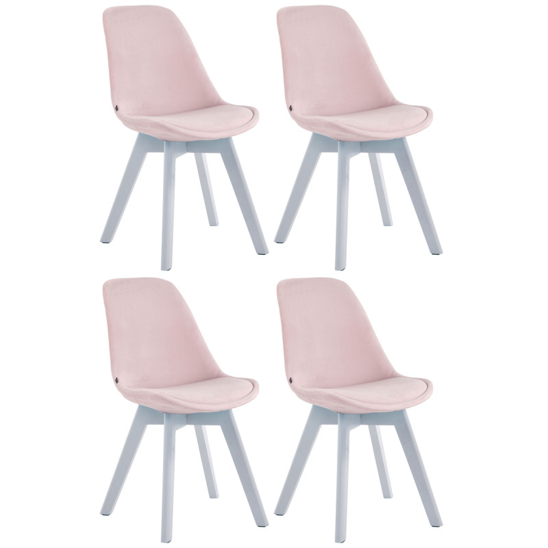 Lot de 4 chaises visiteurs Borneo V2 velours blanc | rose