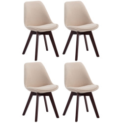 Lot de 4 chaises visiteurs Borneo V2 en tissu noyer | crème