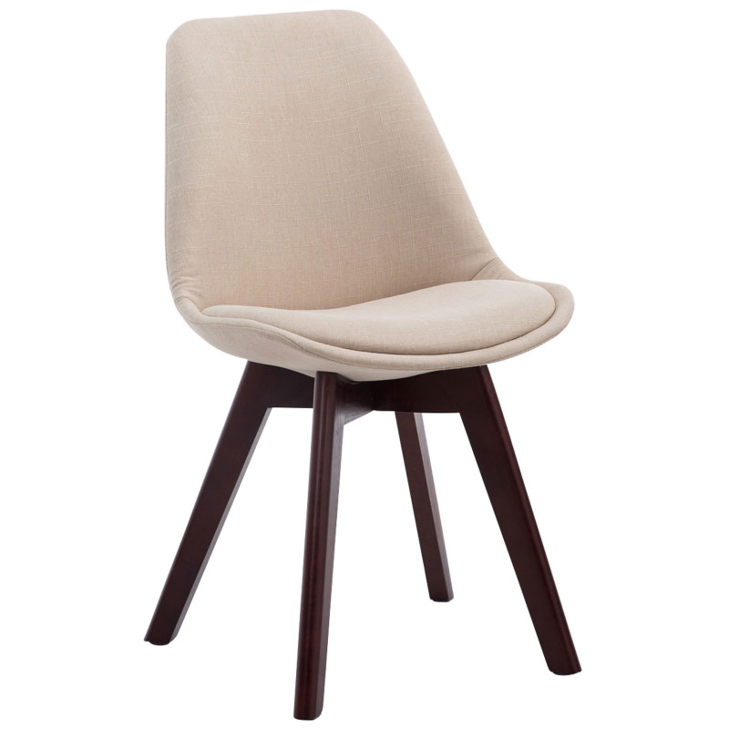 Lot de 4 chaises visiteurs Borneo V2 en tissu noyer | crème