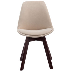Lot de 4 chaises visiteurs Borneo V2 en tissu noyer | crème
