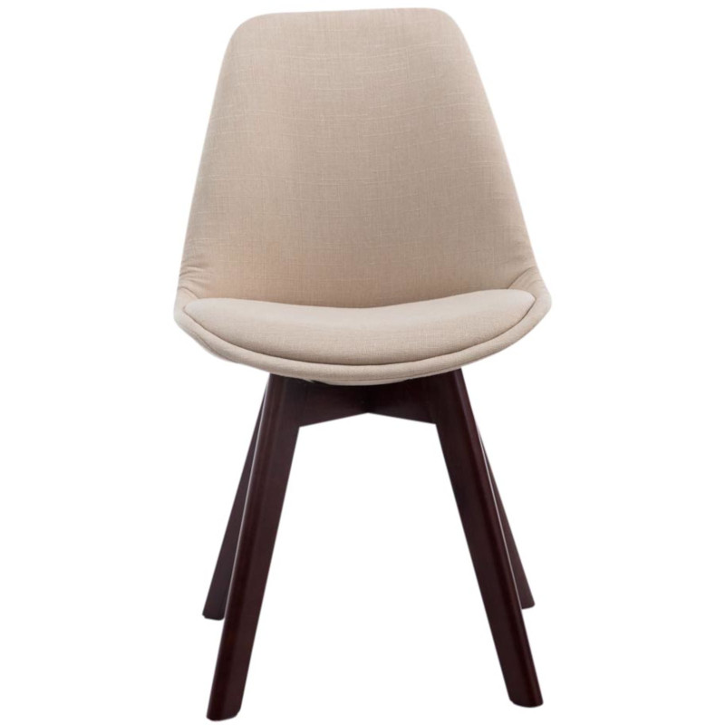 Lot de 4 chaises visiteurs Borneo V2 en tissu noyer | crème