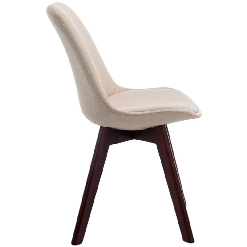 Lot de 4 chaises visiteurs Borneo V2 en tissu noyer | crème