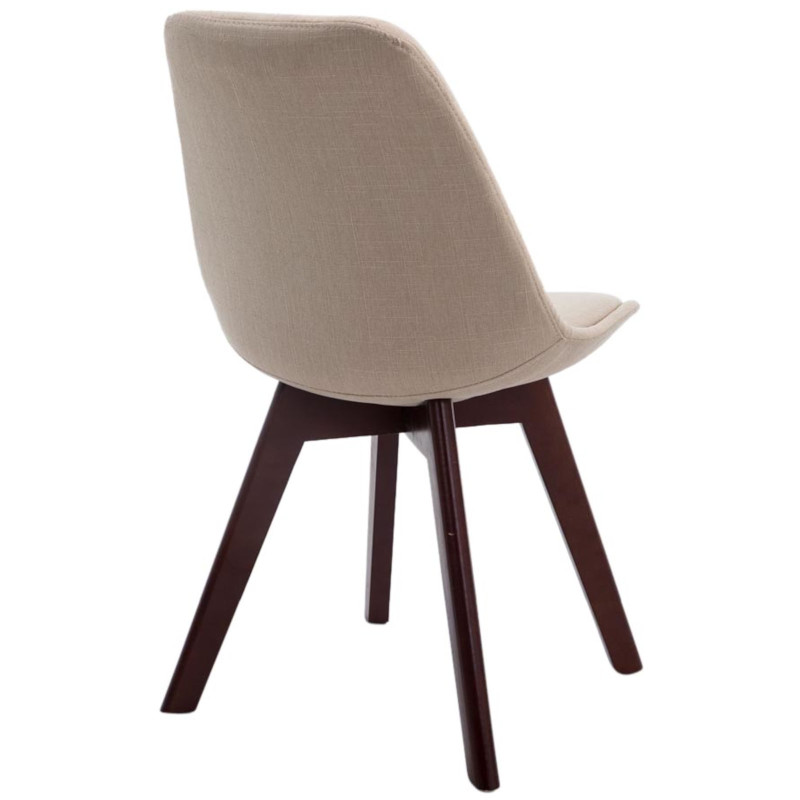 Lot de 4 chaises visiteurs Borneo V2 en tissu noyer | crème